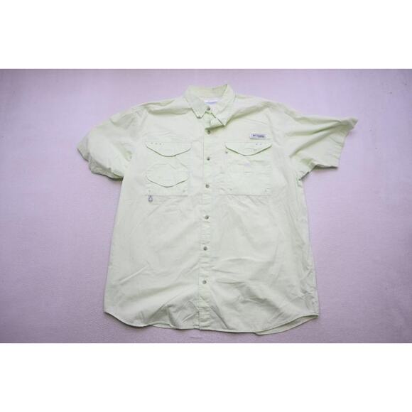Columbia PFG Vented Fishing Shirt Light Green Performance Camp Shirt Mens Large - Picture 6 of 13